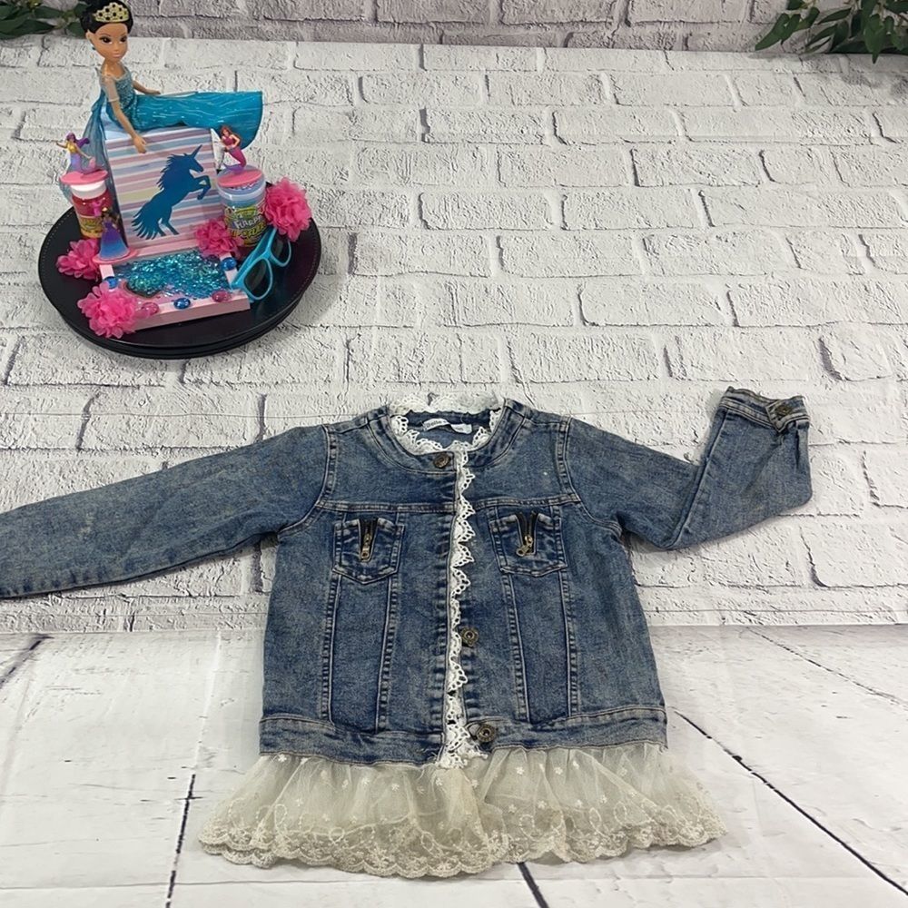 DEFECTS Girl’s Belle Maison Blue Denim Button Down Jean Jacket U01